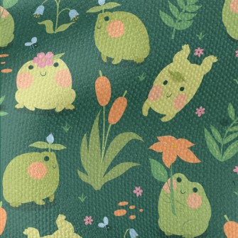 Frogs Playing By The Riverbank Waterproof Canvas
