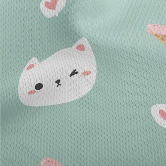 White Cat And Delicious Ice Cr Athletic Mesh Flat Back