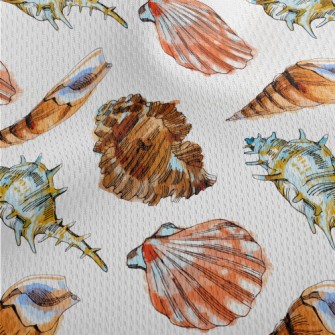 Colorful Seashells In Watercol Athletic Mesh Flat Back