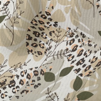 Stylish Leaf And Animal Prints Terry