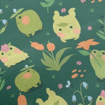 Frogs Playing By The Riverbank Performance Linen