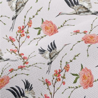 Flowers And Flying Red-crowned Performance Linen