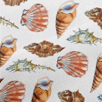 Colorful Seashells In Watercol Performance Linen