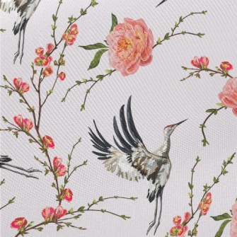 Flowers And Flying Red-crowned Twill