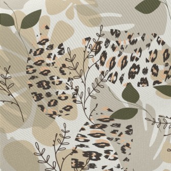 Stylish Leaf And Animal Prints Twill