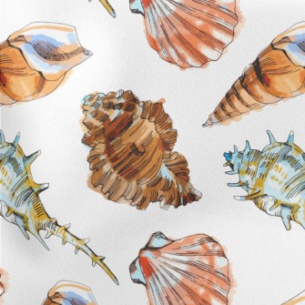 Colorful Seashells In Watercol Stretch Ponte