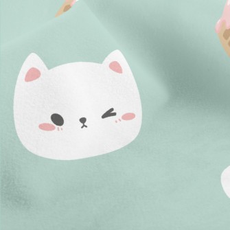 White Cat And Delicious Ice Cr Micro Fleece