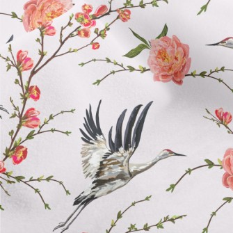 Flowers And Flying Red-crowned Micro Fleece