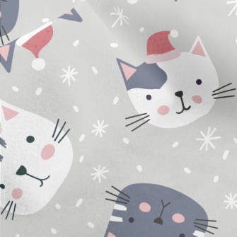 Cat Wearing Santa&#39;s Hat Micro Fleece