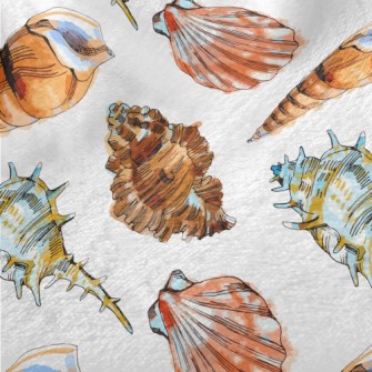 Colorful Seashells In Watercol Minky