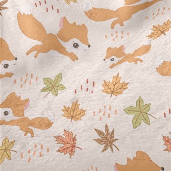 Big-eyed Fox Running In Autumn Minky