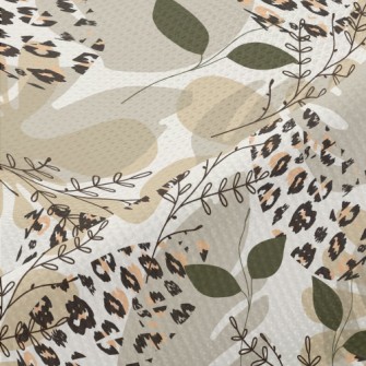 Stylish Leaf And Animal Prints Piqué