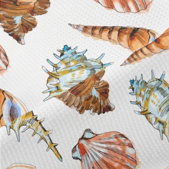 Colorful Seashells In Watercol Piqué