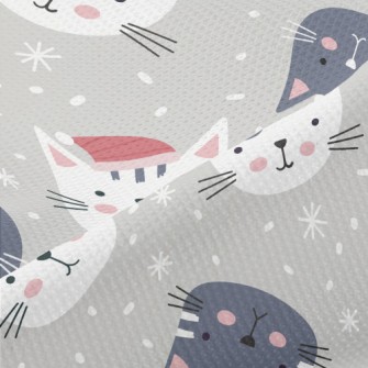 Cat Wearing Santa&#39;s Hat Piqué