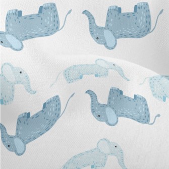 Cute Little Elephants Waiting  Lightweight Performance Linen