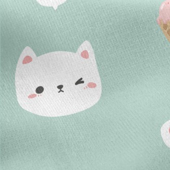 White Cat And Delicious Ice Cr Jersey Backed Fleece