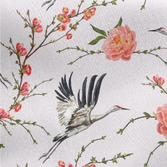 Flowers And Flying Red-crowned Jersey Backed Fleece
