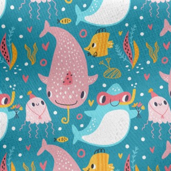 Marine Animals Become Divers Jersey Backed Fleece