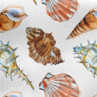 Colorful Seashells In Watercol Jersey Backed Fleece