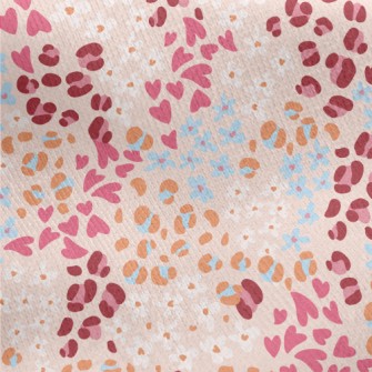 Floral Heart And Animal Print  Jersey Backed Fleece