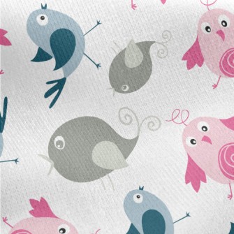 Confused Little Birds Jersey Backed Fleece