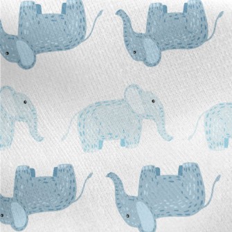 Cute Little Elephants Waiting  Jersey Backed Fleece