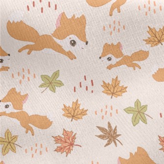 Big-eyed Fox Running In Autumn Jersey Backed Fleece