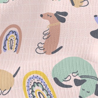 Playful Animals In Hippie Styl Stretch Jersey