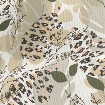 Stylish Leaf And Animal Prints Stretch Jersey