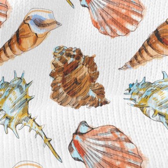 Colorful Seashells In Watercol Stretch Jersey