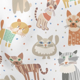 Cats With Weird Eyes Lightweight Cotton Poplin