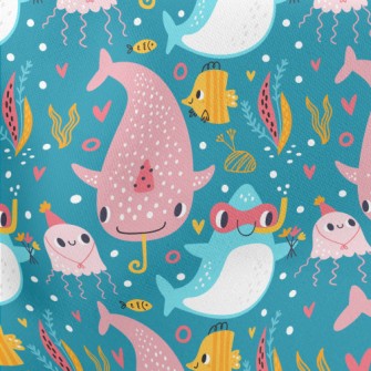 Marine Animals Become Divers Lightweight Cotton Poplin