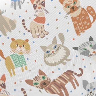 Cats With Weird Eyes Midweight Cotton Poplin