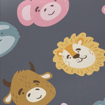 Cute Animals With Various Expr Midweight Cotton Poplin