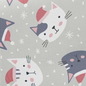 Cat Wearing Santa&#39;s Hat Midweight Cotton Poplin