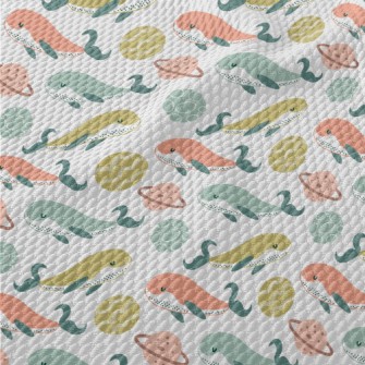 Three Colored Whale And Space  Birdseye Piqué
