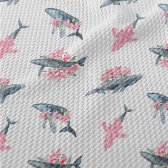 Watercolor Blue Whale And Cher Birdseye Piqué