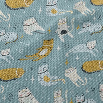 Cat Wearing Astronaut Helmet Birdseye Piqué