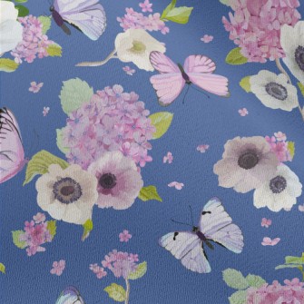 Blooming Hydrangea And Butterf Chiffon