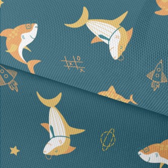 Shark And Rocket In The Air Waterproof Oxford