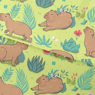 Capybara Playing In The Grass Waterproof Oxford