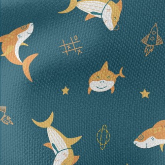 Shark And Rocket In The Air Waterproof Canvas