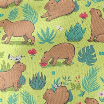 Capybara Playing In The Grass Waterproof Canvas