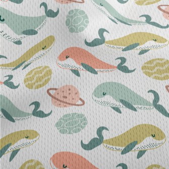 Three Colored Whale And Space  Athletic Mesh Flat Back