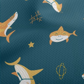 Shark And Rocket In The Air Athletic Mesh Flat Back