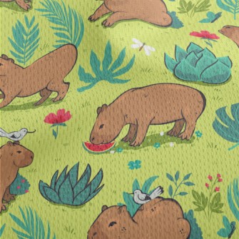 Capybara Playing In The Grass Athletic Mesh Flat Back