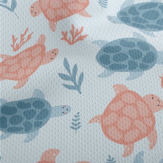 Little Turtles Swimming Freely Athletic Mesh Flat Back