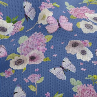 Blooming Hydrangea And Butterf Athletic Mesh Flat Back