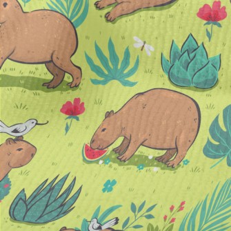 Capybara Playing In The Grass Terry