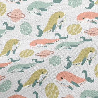Three Colored Whale And Space  Performance Linen